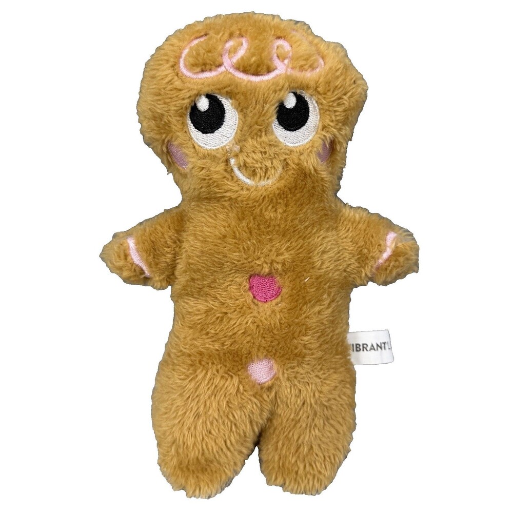 Vibrant Life Plush 8.5" Gingerbread Man Dog Toy Chew Level 2 Squeaker Crinkle